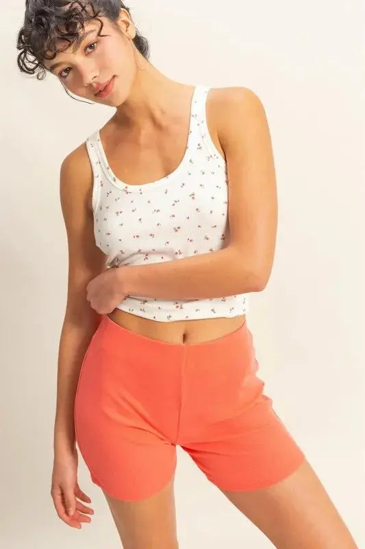 HYFVE High Waist Ribbed Fitted Biker Shorts for Women - Love Salve